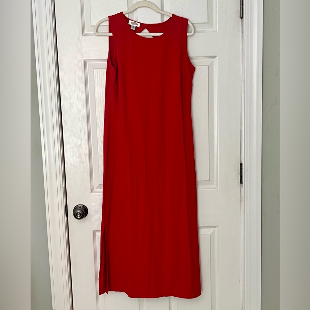 Talbots Red Sleeveless Sheath Maxi Dress
